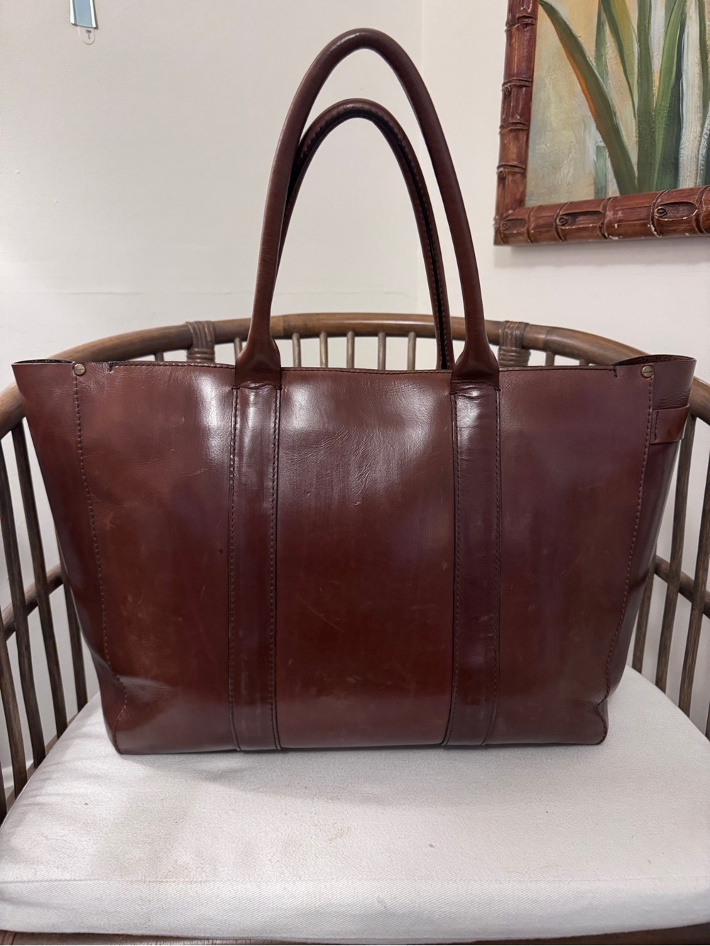 Coach Rustic Leather Tote Bag XL Mahogany Leather Vintage Y2K